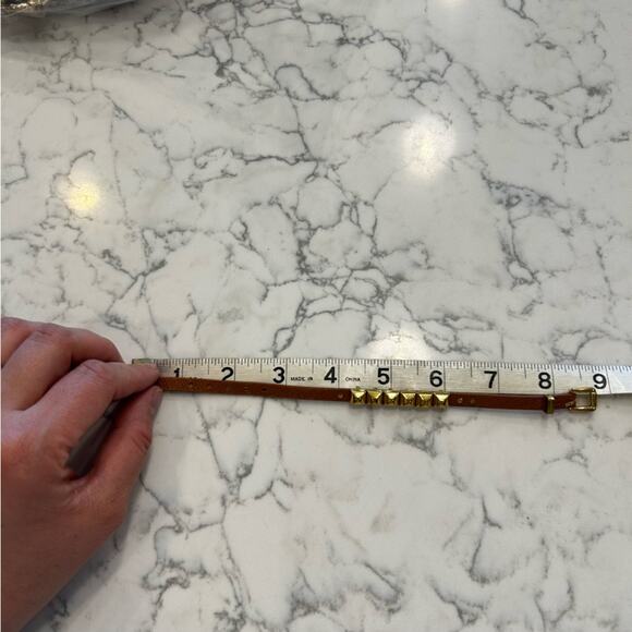 Michael Kors Brown Leather Gold Tone Studded Bracelet - Picture 4 of 5